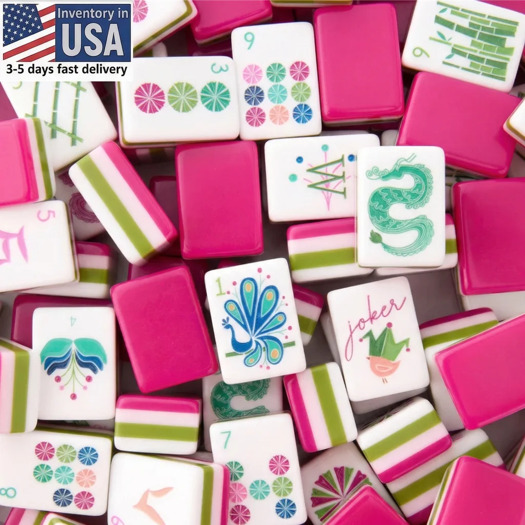 Pink 4-layer Acrylic American Mahjong Tiles