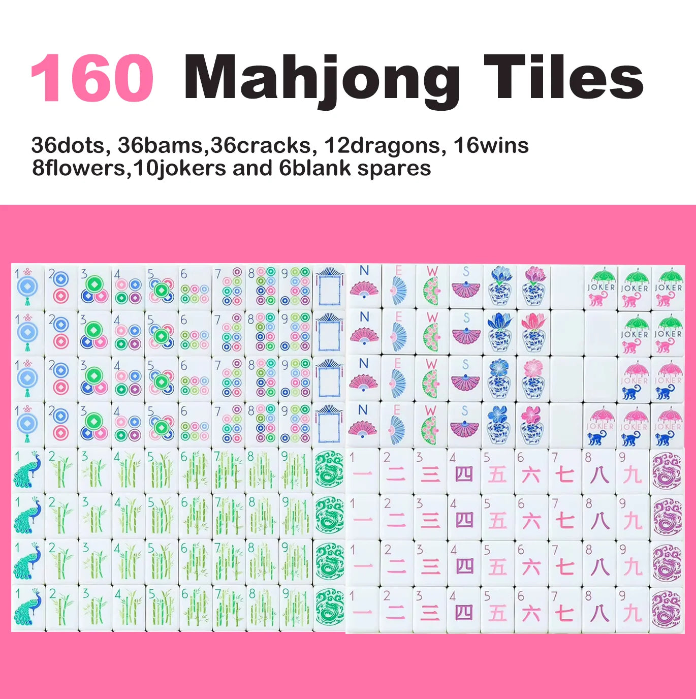 4-Layer Green Acrylic American Mahjong 160 Tiles