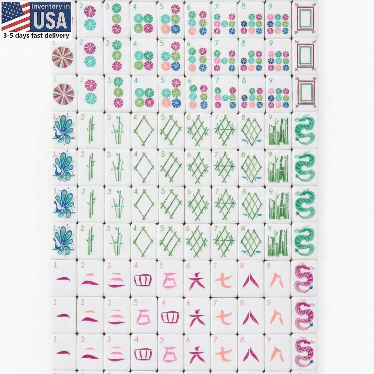 Pink 4-layer Acrylic American Mahjong Tiles