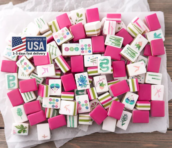Pink 4-layer Acrylic American Mahjong Tiles