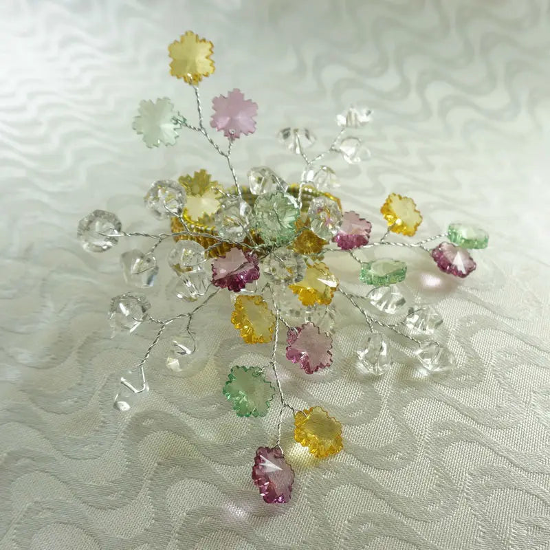 Beautiful Crystal Flower Napkin Rings With Glass Beads Decoration - 10 Pcs