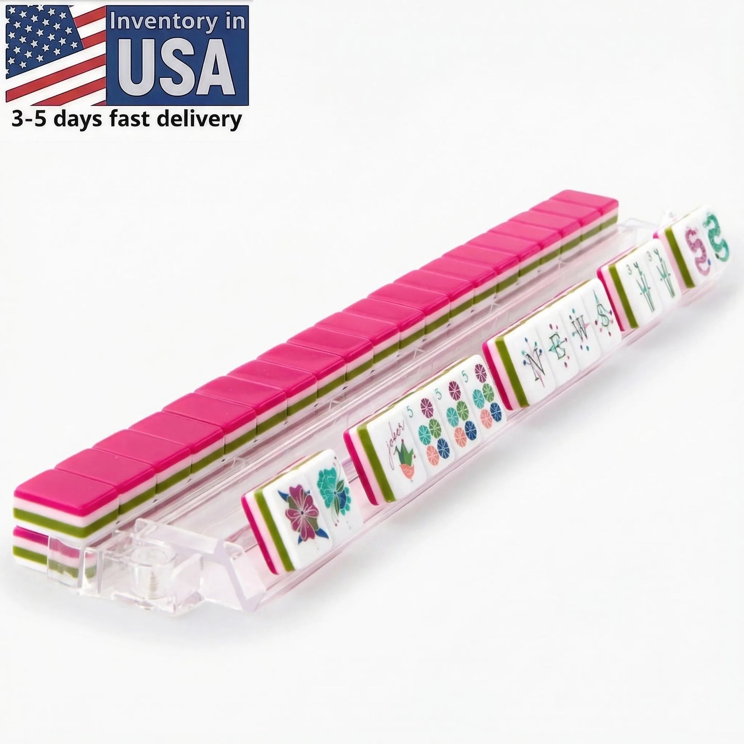 Pink 4-layer Acrylic American Mahjong Tiles