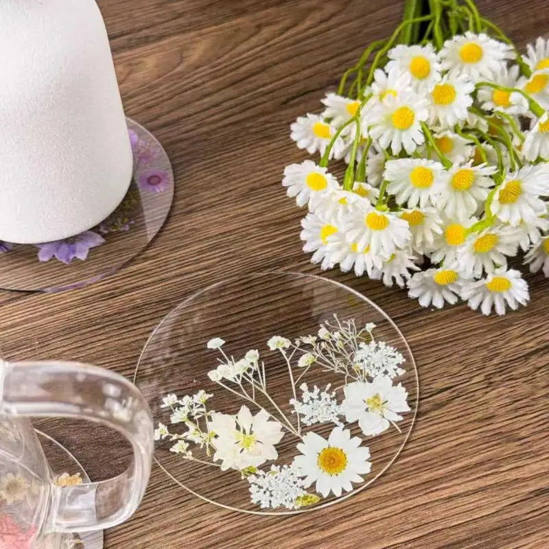 Pressed Flower Resin Coasters Set-4pcs, Individual Colors