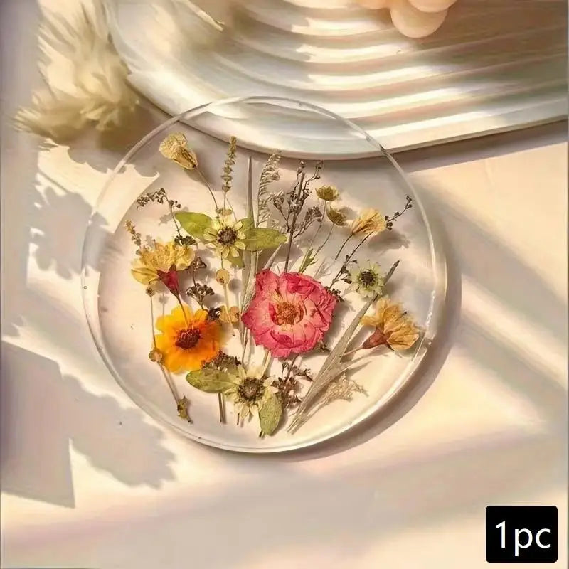 Pressed Flower Resin Coasters Set-4pcs, Individual Colors
