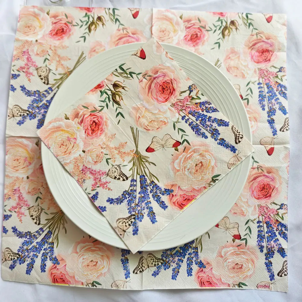 Colorful Floral Square Paper Napkins - 20PC