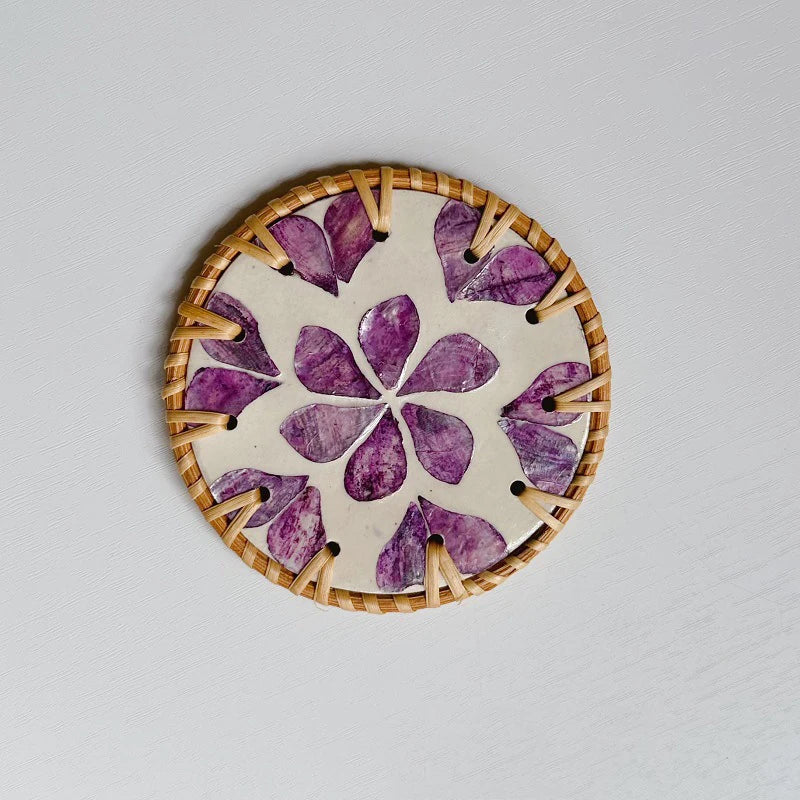 Rattan Woven Colorful Shell Coasters