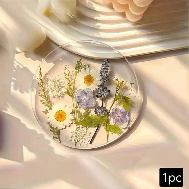 Pressed Flower Resin Coasters Set-4pcs, Individual Colors