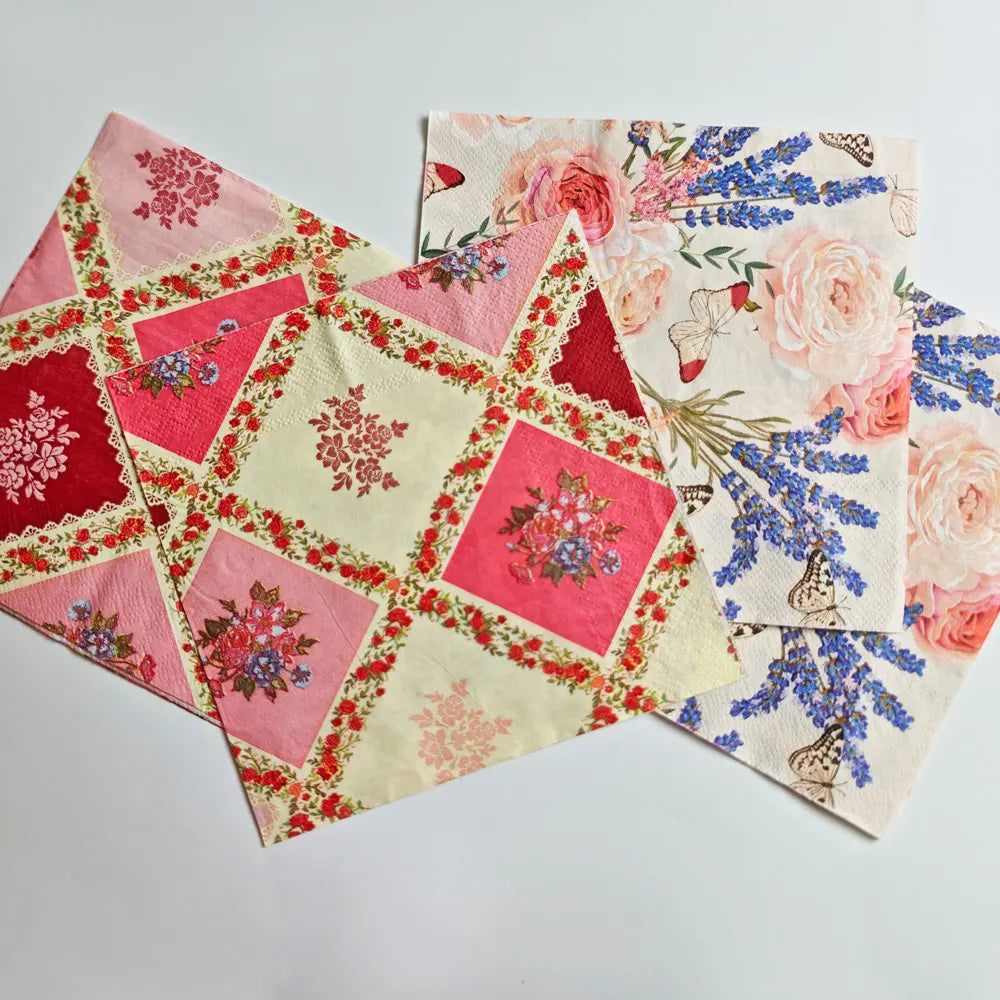 Colorful Floral Square Paper Napkins - 20PC