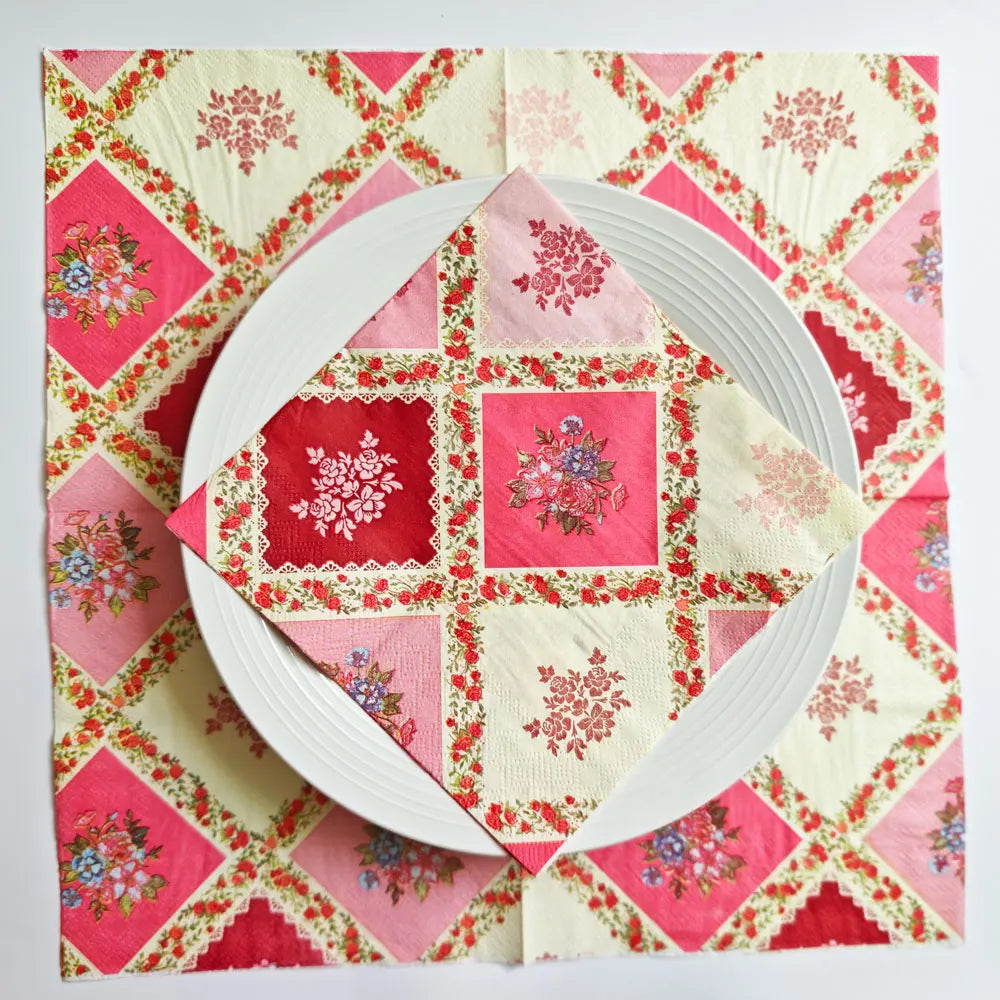 Colorful Floral Square Paper Napkins - 20PC
