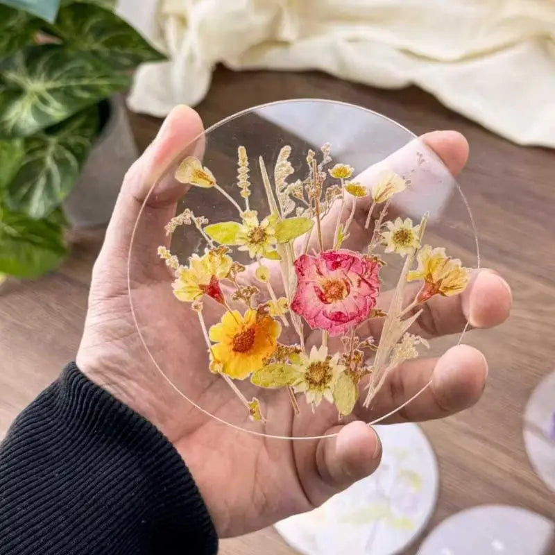 Pressed Flower Resin Coasters Set-4pcs, Individual Colors