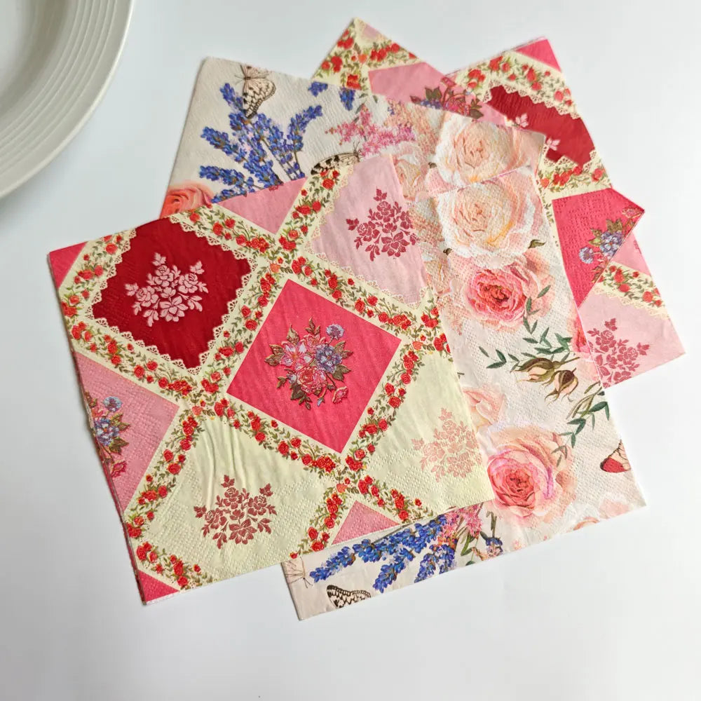 Colorful Floral Square Paper Napkins - 20PC