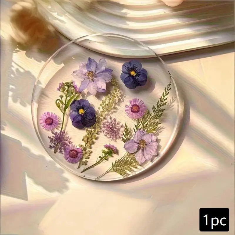 Pressed Flower Resin Coasters Set-4pcs, Individual Colors