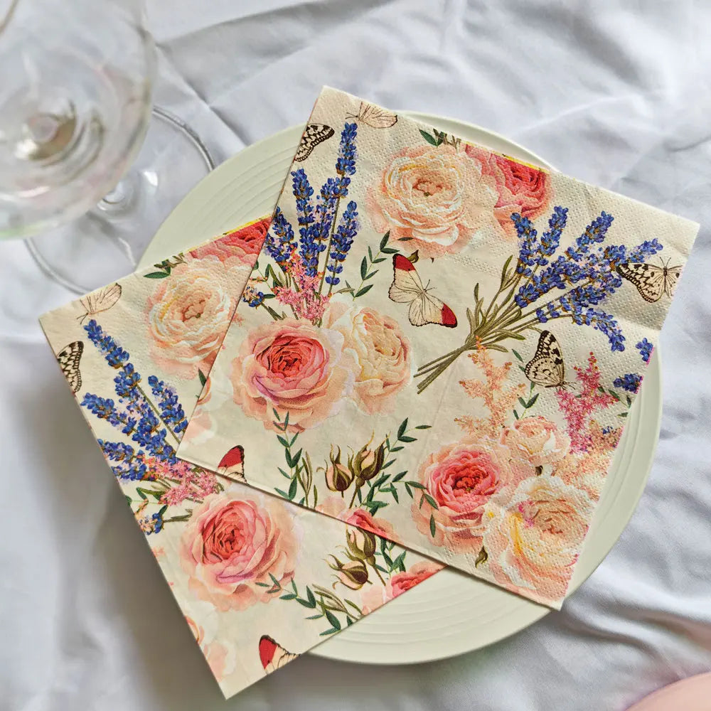 Colorful Floral Square Paper Napkins - 20PC