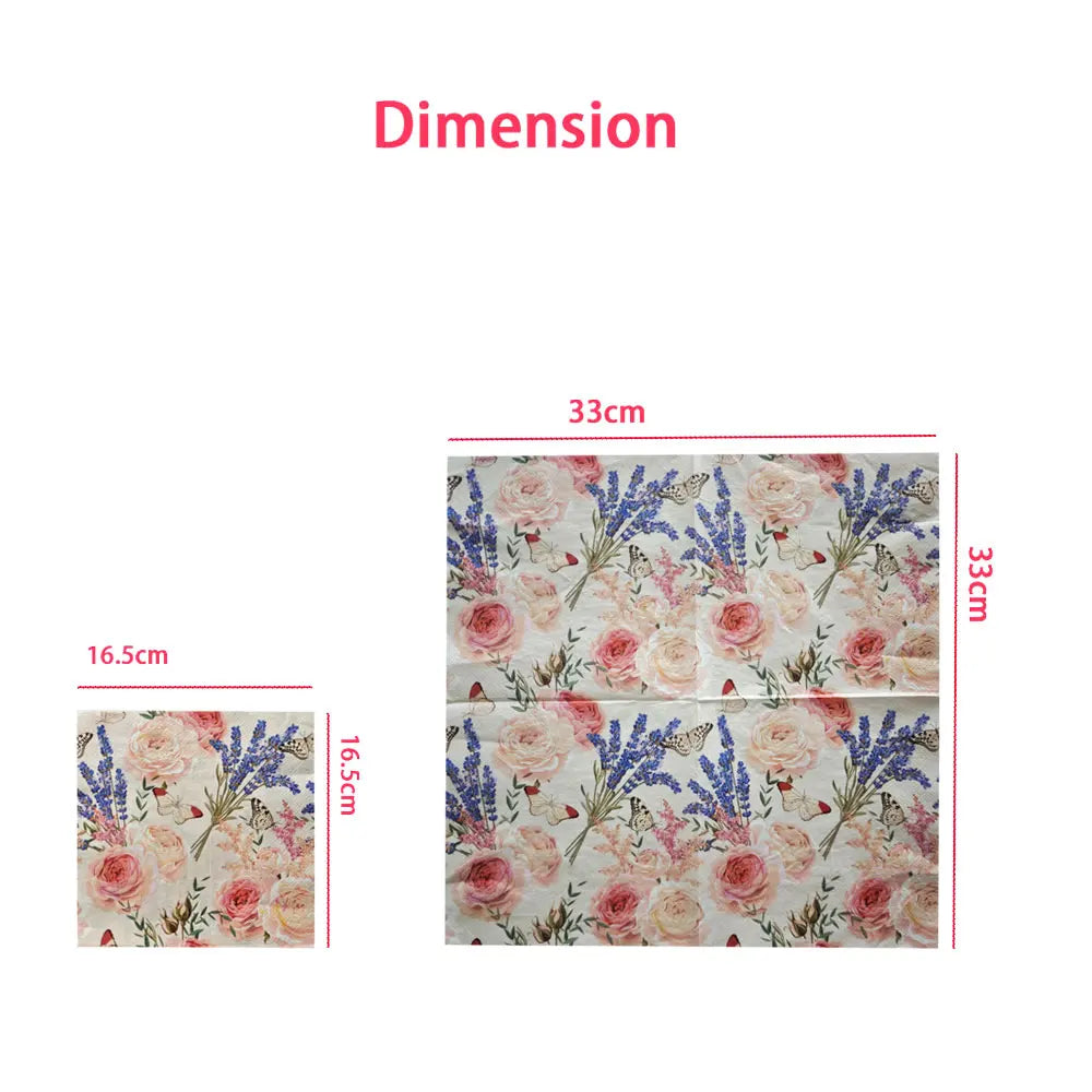 Colorful Floral Square Paper Napkins - 20PC