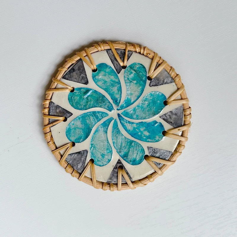 Rattan Woven Colorful Shell Coasters