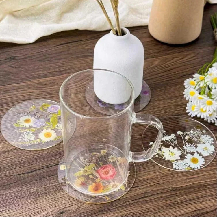 Pressed Flower Resin Coasters Set-4pcs, Individual Colors