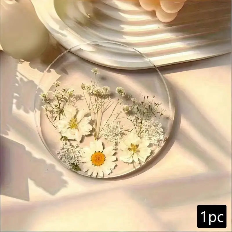 Pressed Flower Resin Coasters Set-4pcs, Individual Colors