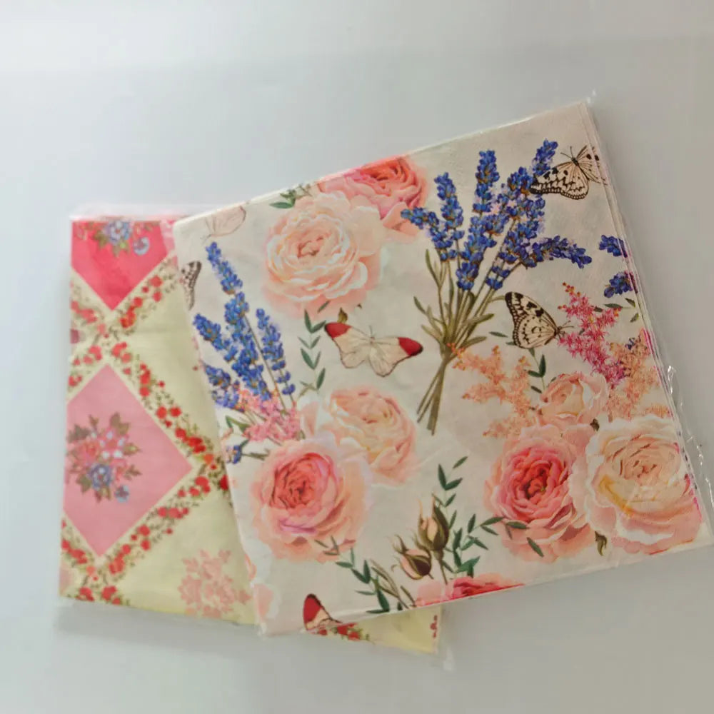 Colorful Floral Square Paper Napkins - 20PC