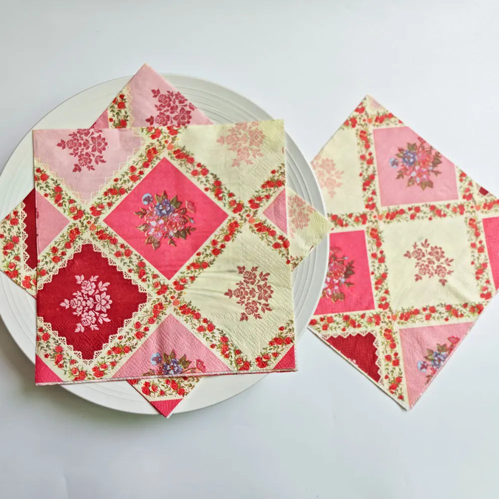 Colorful Floral Square Paper Napkins - 20PC