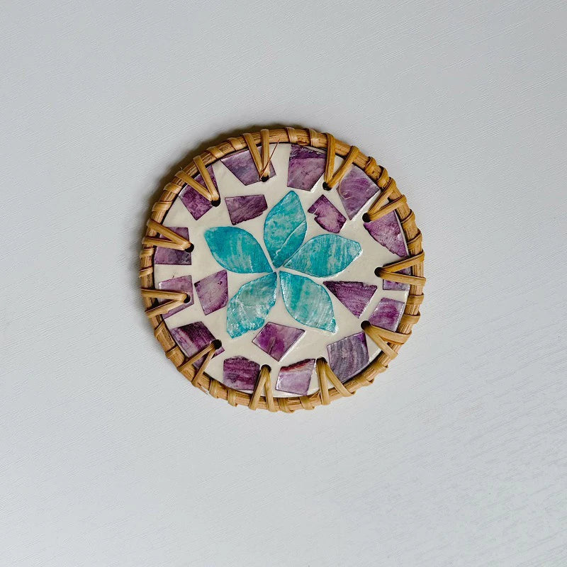 Rattan Woven Colorful Shell Coasters