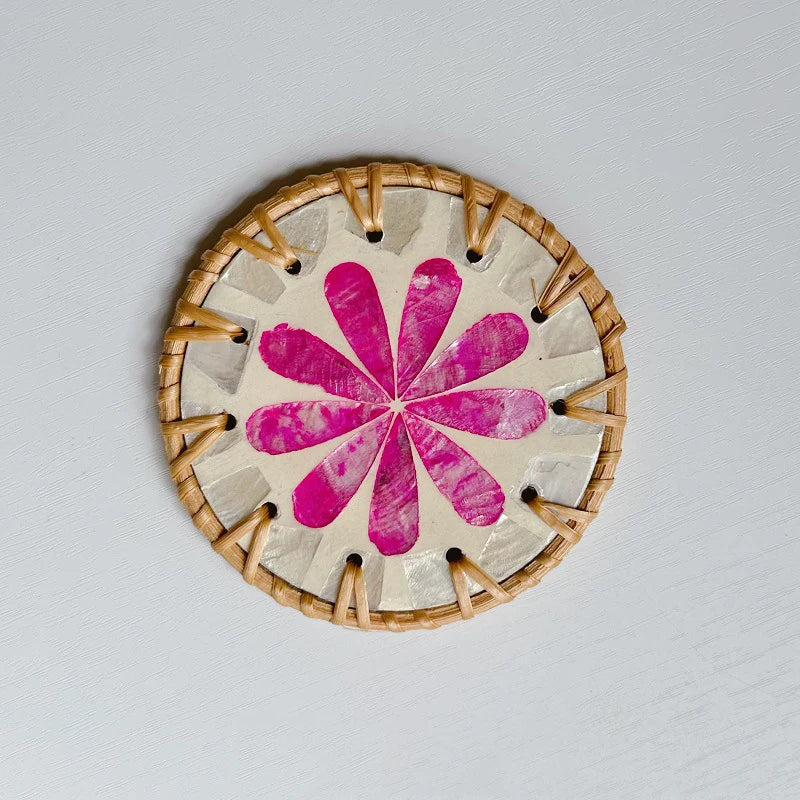 Rattan Woven Colorful Shell Coasters